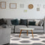 Ella Cream Blue Grey Ombre Geometric Plush Rug by Kalora Interiors