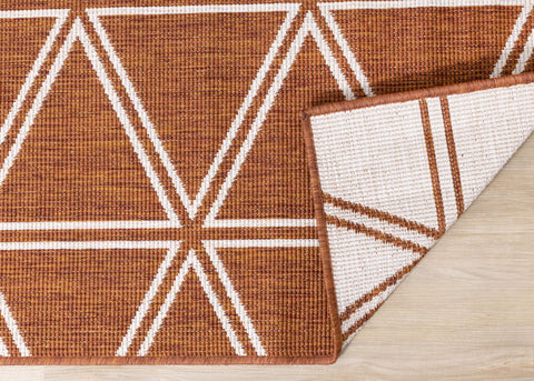 Bristol Orange White Geometric Triangle Rug by Kalora Interiors