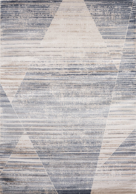 Chorus Beige Blue Distressed Geometric Rug by Kalora Interiors