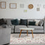 Fresco Cream Grey Pink Yellow Orange Floral Border Rug by Kalora Interiors