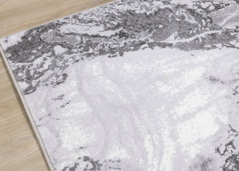 Intrigue White Grey Marble Swirl Rug by Kalora Interiors