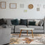 Fresco Blue Yellow Orange Pink Floral Print Rug by Kalora Interiors