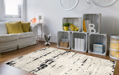Panache PAN-5075D-CRAN Soft Powerloomed Cream Anthracite Area Rug By Viana Inc
