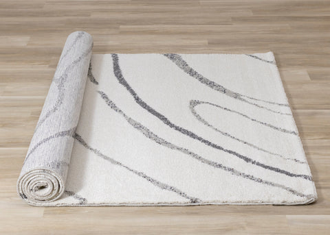 Ravine Cream Grey Wishbone Shag Rug by Kalora Interiors