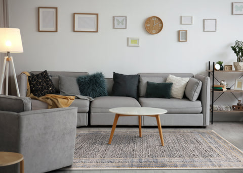 Darcy Blue Grey Brown Iridescent Traditional Plush Rug by Kalora Interiors
