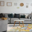 Belle Blue Pink Yellow Green Tropical Plant Rug by Kalora Interiors