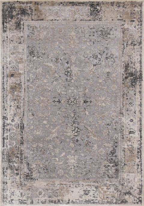 Chorus Grey Beige Elegant Border Rug by Kalora Interiors