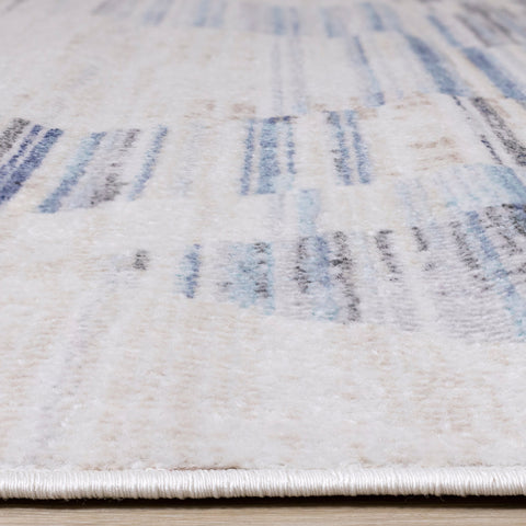 Fresco Cream Blue Grey Distressed Diamond Pattern Rug by Kalora Interiors