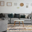 Evora Cream Blue Red Yellow Opposing Triangles Distressed Rug by Kalora Interiors