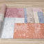 Folio Distressed Red Blue Yellow White Carved Square Pattern Rug by Kalora Interiors