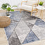 Darcy Grey Cream Blue Angular Carved Pile Rug by Kalora Interiors