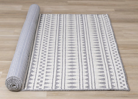 Lawson Cream Grey Southwest Inspired Machine Washable Foldable Rug by Kalora Interiors