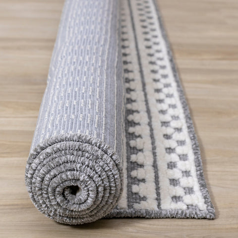 Lawson Cream Grey Southwest Inspired Machine Washable Foldable Rug by Kalora Interiors