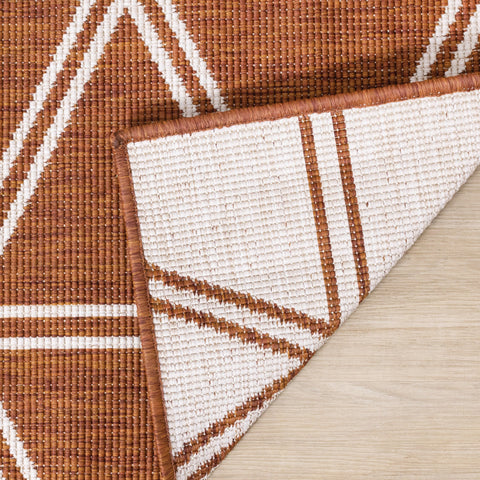 Bristol Orange White Geometric Triangle Rug by Kalora Interiors