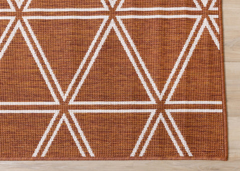 Bristol Orange White Geometric Triangle Rug by Kalora Interiors