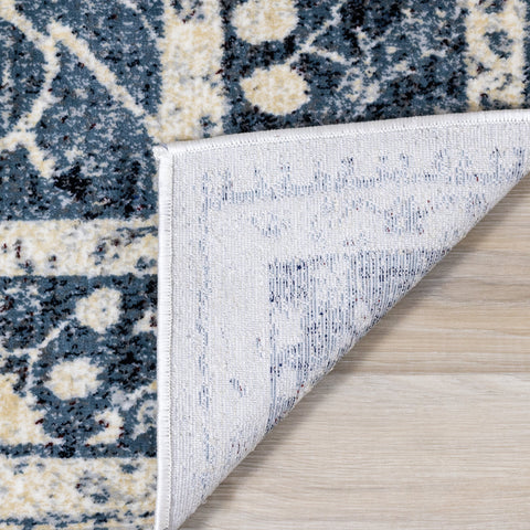 Sidra Distressed Blue Cream Border Rug by Kalora Interiors