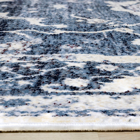 Sidra Distressed Blue Cream Border Rug by Kalora Interiors